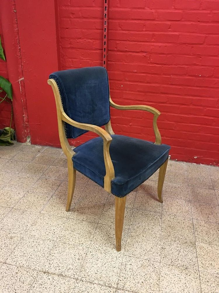 René Prou (attribuito a) Coppia di poltrone Art Déco in legno laccato, 1940/1950 circa