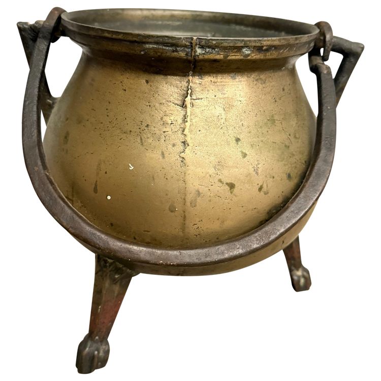 Chaudron antique à trois pieds, XVIIIe siècle, 25x23 cm