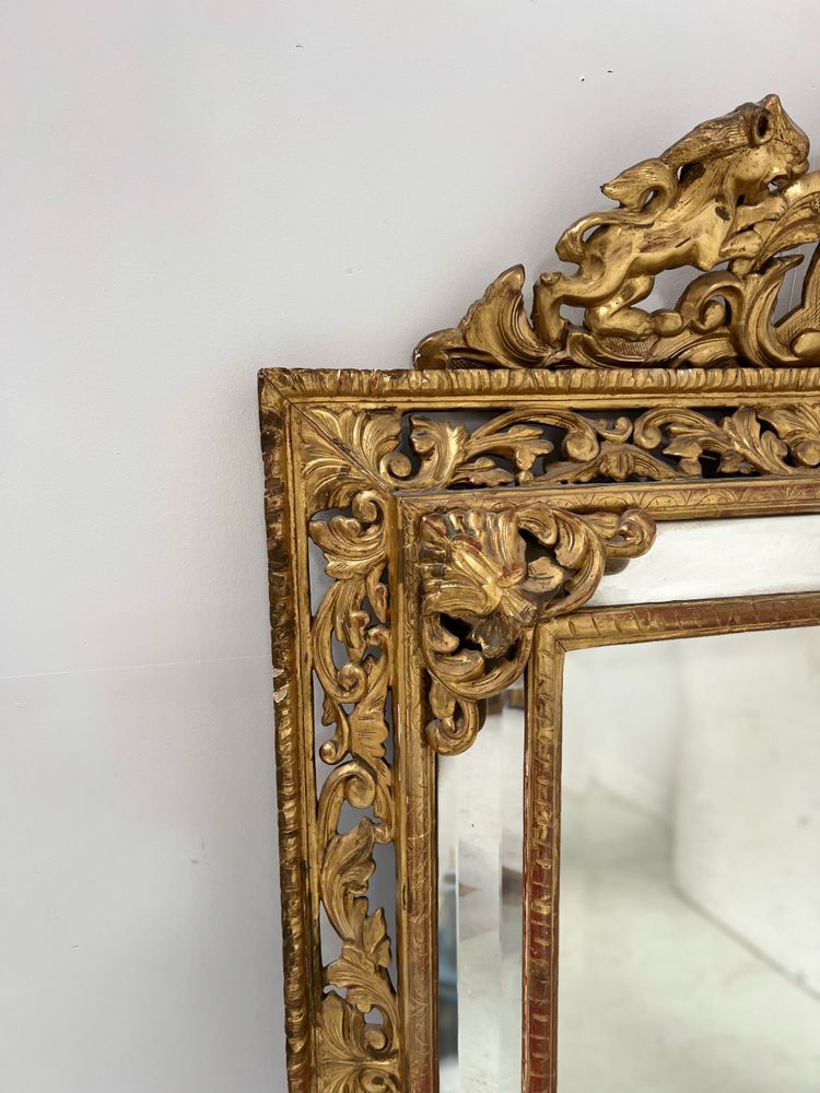 Miroir a pare closes de style Louis XIV en bois et stuc doré XIX siècle