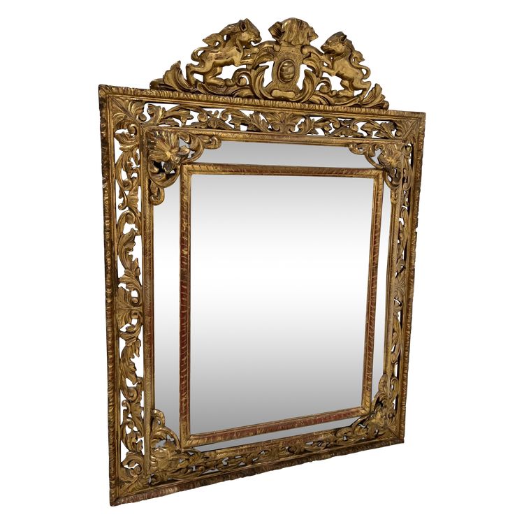 Miroir a pare closes de style Louis XIV en bois et stuc doré XIX siècle