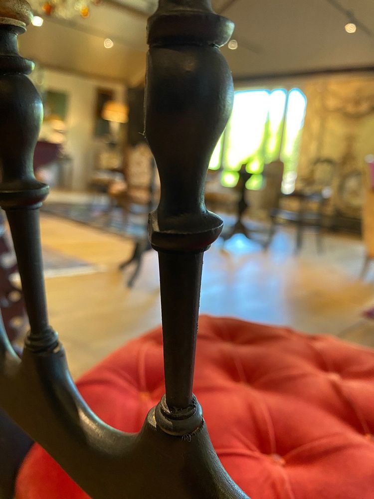 Pair of Napoleon III chairs, raspberry red velvet upholstered seats