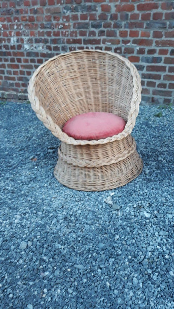 Two Wicker Armchairs , Circa 1960