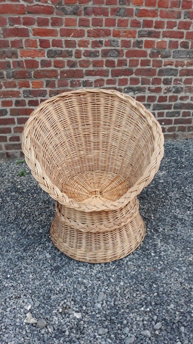 Two Wicker Armchairs , Circa 1960