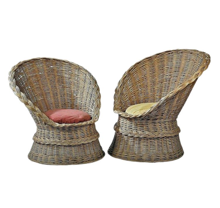 Two Wicker Armchairs , Circa 1960