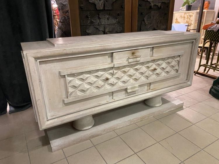 Credenza Art Déco di Charles Dudouyt in rovere sbiancato, circa 1930/1940