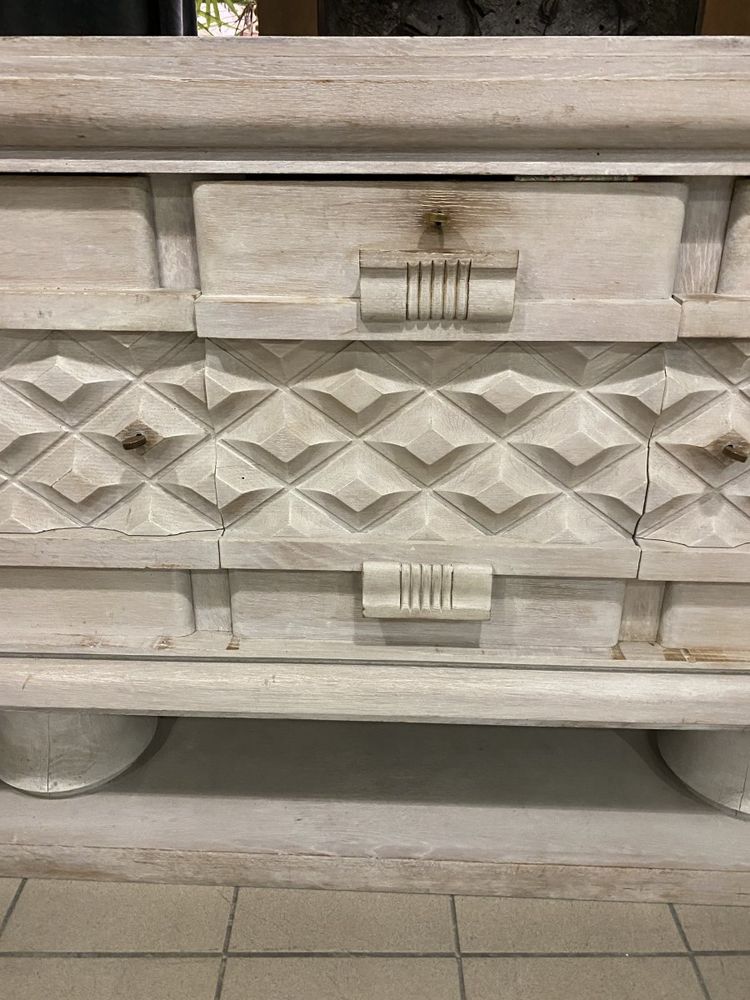 Credenza Art Déco di Charles Dudouyt in rovere sbiancato, circa 1930/1940