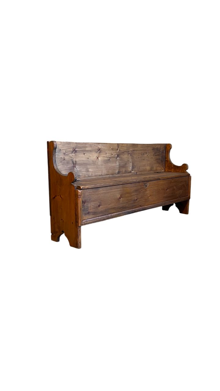 Cassapanca rustica con schienale 1800