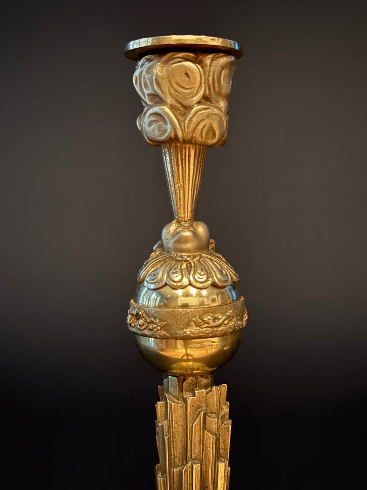Claude Galle, Pair of Zephyr Candlesticks from the Empire Period.