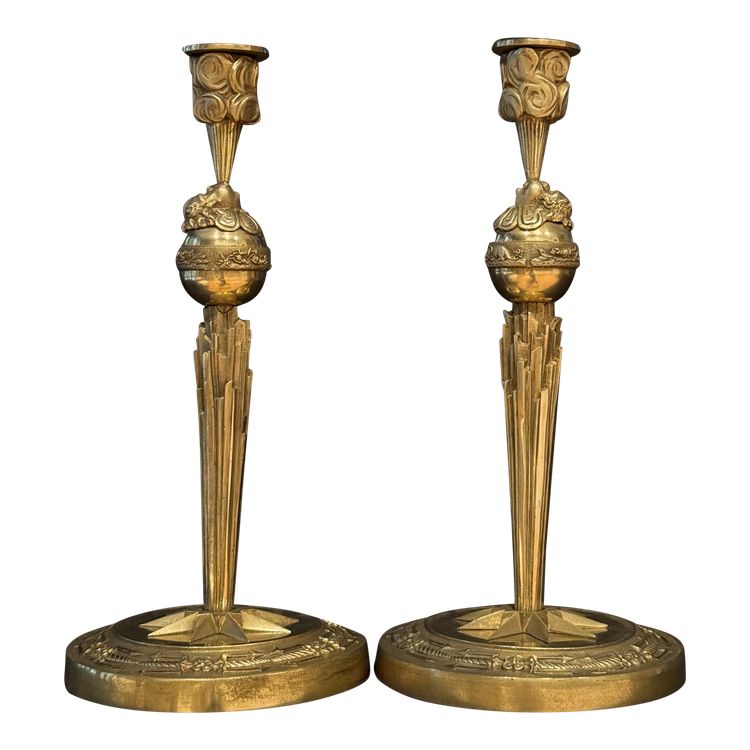 Claude Galle, Pair of Zephyr Candlesticks from the Empire Period.
