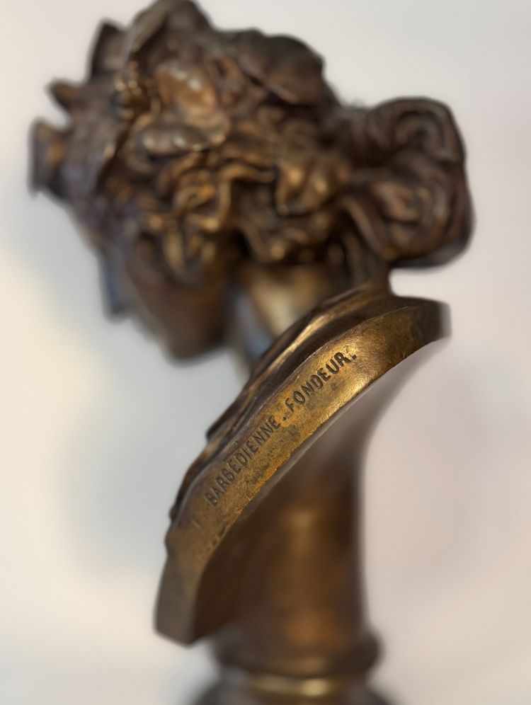 Busto in bronzo "Antinoo come Dioniso" H30 - F. Barbedienne colas (Bacco) 