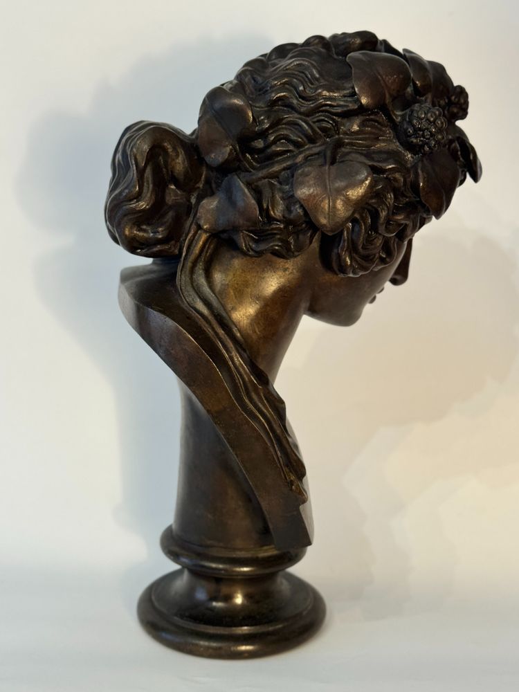 Busto in bronzo "Antinoo come Dioniso" H30 - F. Barbedienne colas (Bacco) 