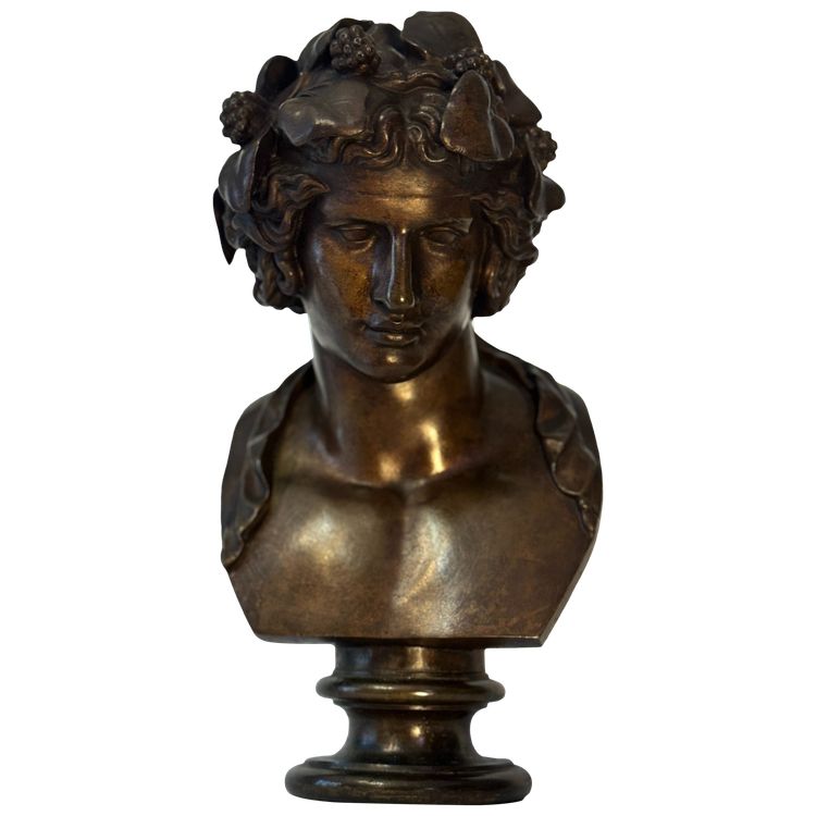 Busto in bronzo "Antinoo come Dioniso" H30 - F. Barbedienne colas (Bacco) 