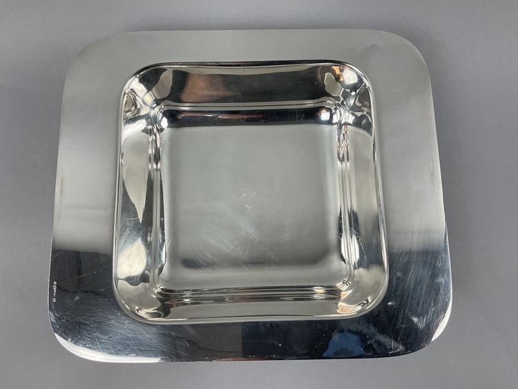 Art-deco square silver-plated dish/legume tray