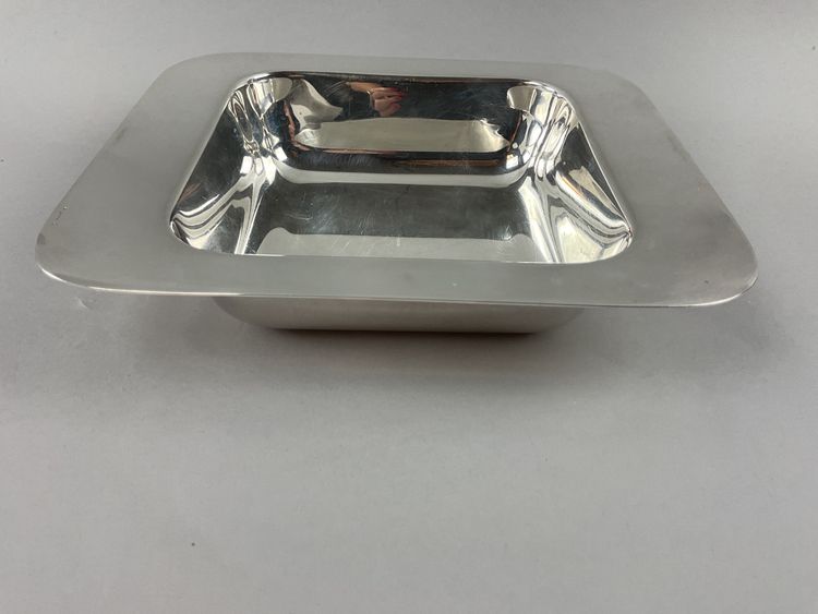Art-deco square silver-plated dish/legume tray