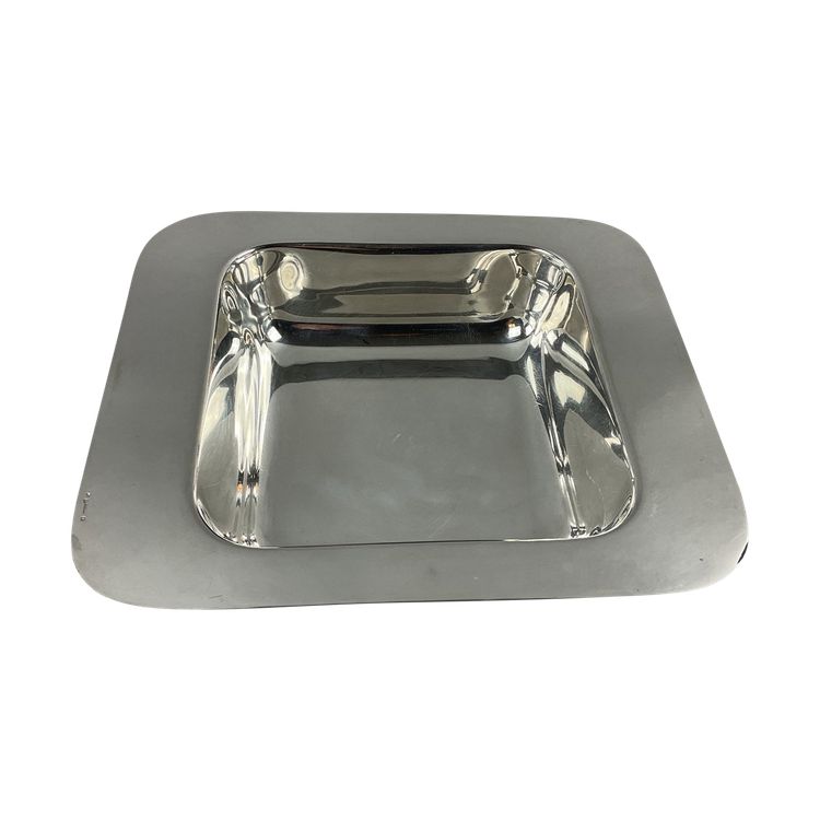 Art-deco square silver-plated dish/legume tray