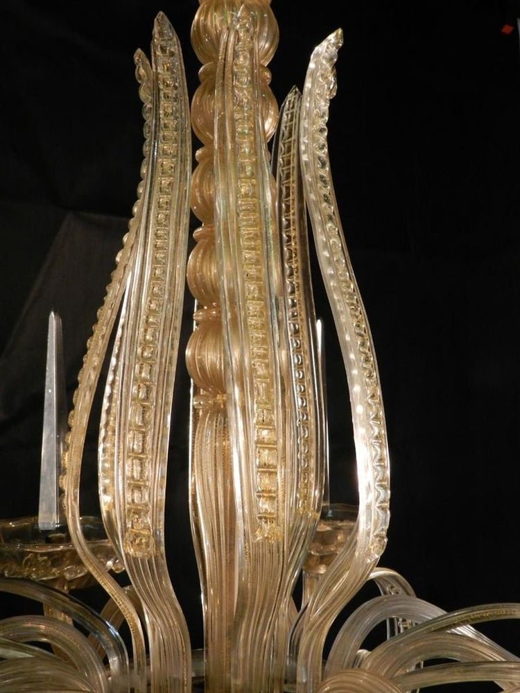 Andre Arbus Grande lampadario Art Déco a 8 bracci Edizione Veronese 1930/1940 circa