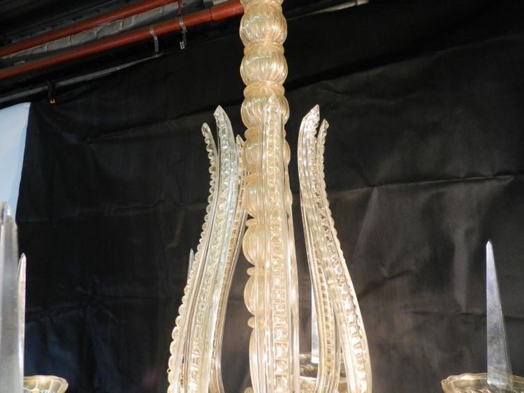 Andre Arbus Grande lampadario Art Déco a 8 bracci Edizione Veronese 1930/1940 circa