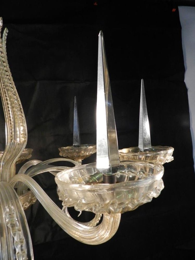 Andre Arbus Grande lampadario Art Déco a 8 bracci Edizione Veronese 1930/1940 circa