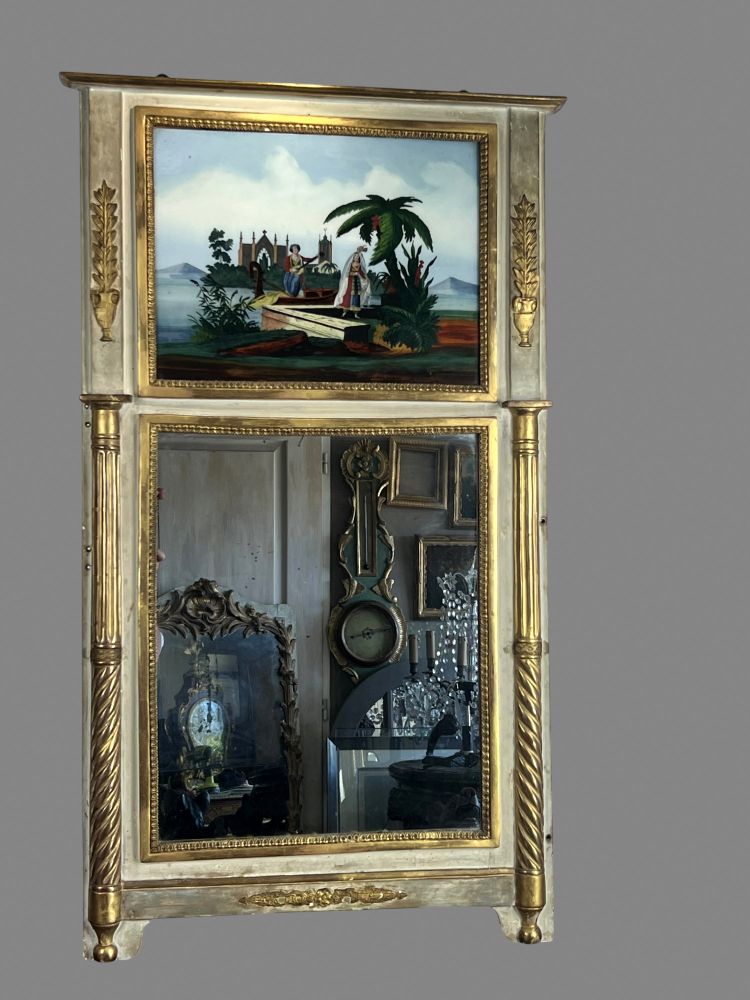 Antike Trume aus dem 19. Jahrhundert mit romantischer Szene unter Glas