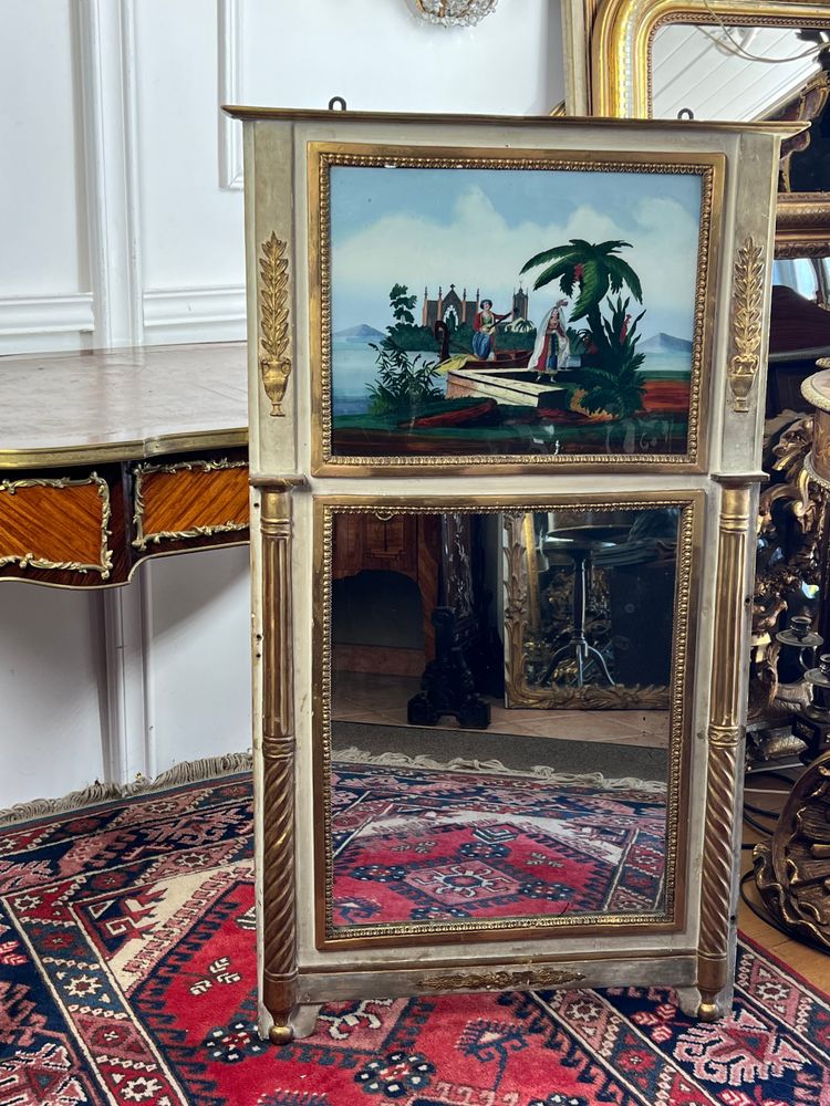 Antike Trume aus dem 19. Jahrhundert mit romantischer Szene unter Glas