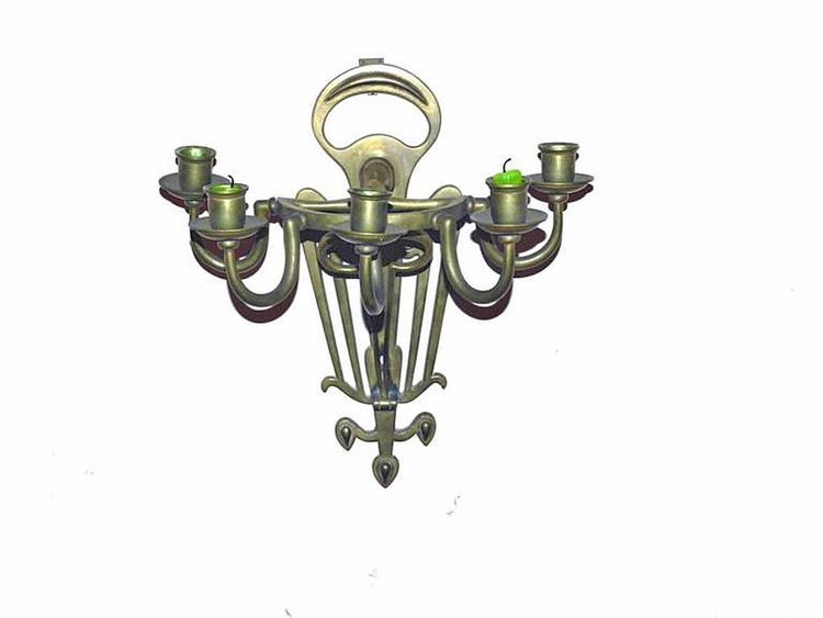 Rare Pair of Jugenstil Bronze Wall Lights Late 19th Early 20th C,