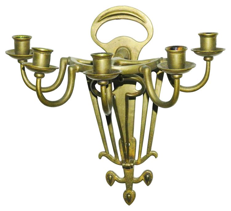 Rare Pair of Jugenstil Bronze Wall Lights Late 19th Early 20th C,