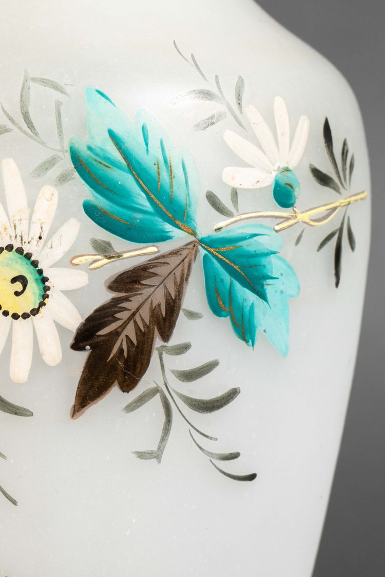 A pair of white and blue opaline vases, early 20th century