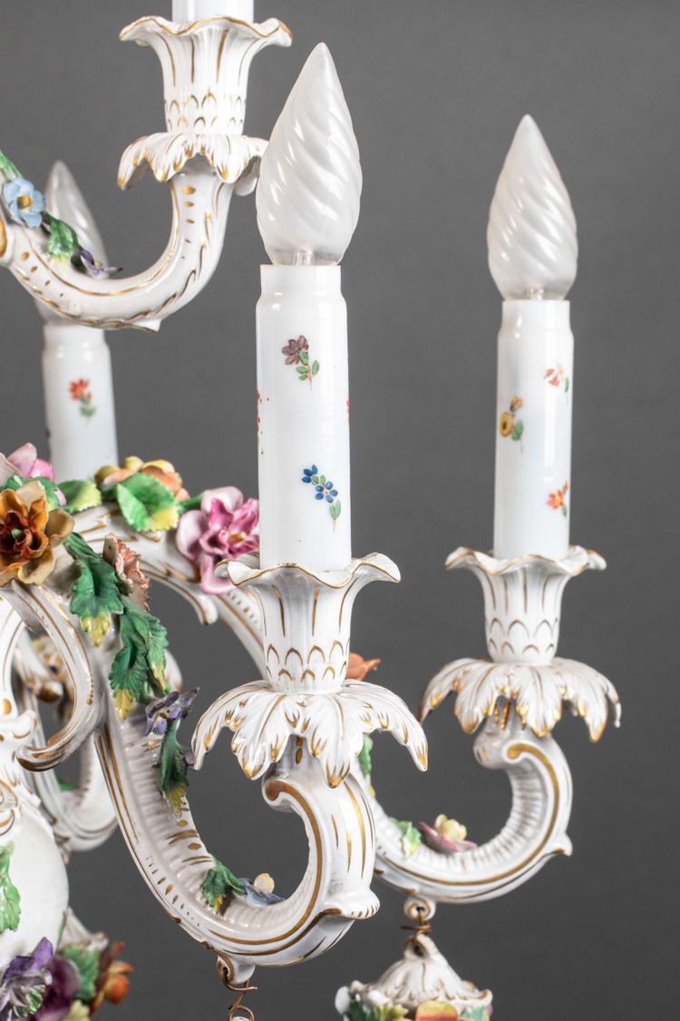 Lampadario in porcellana di Dresda, fine XIX secolo 