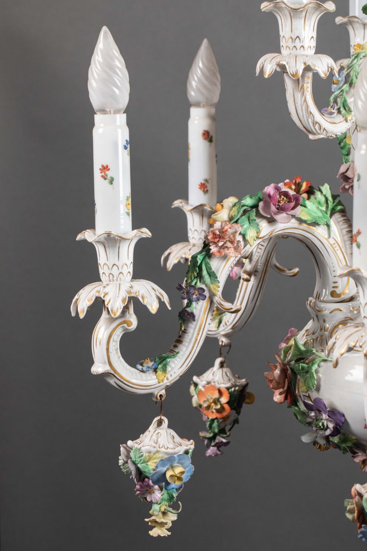 Lampadario in porcellana di Dresda, fine XIX secolo 