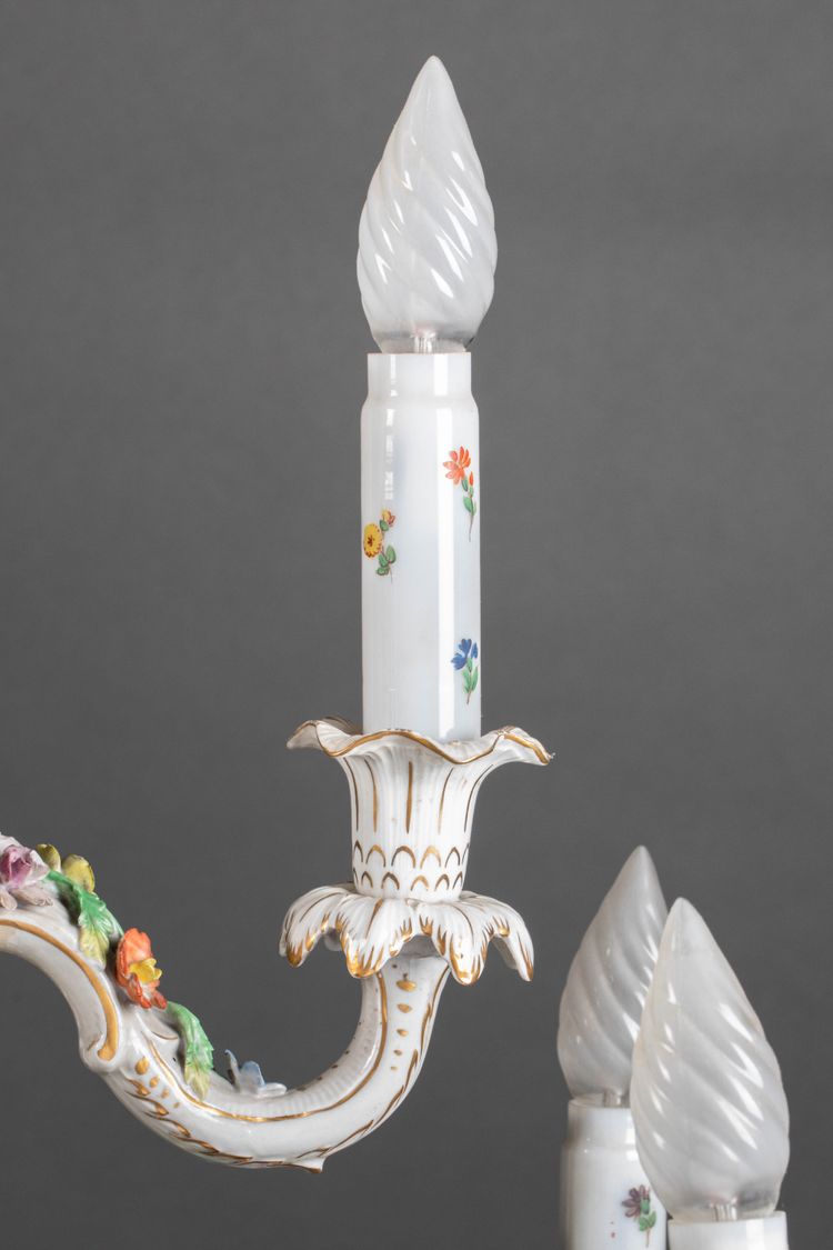 Lampadario in porcellana di Dresda, fine XIX secolo 