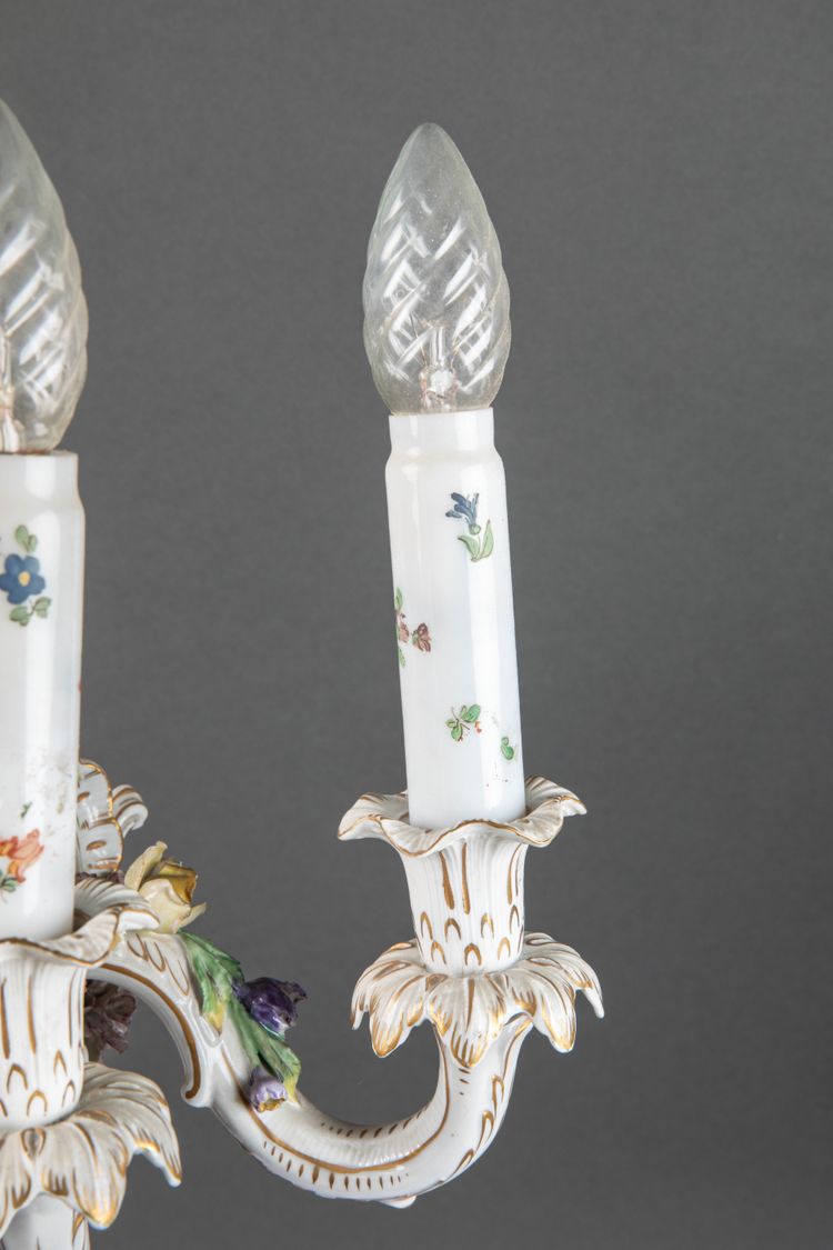 A pair of Louis XV style porcelain sconces, late 19th century