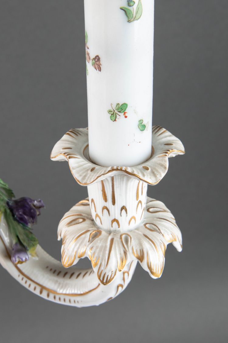 A pair of Louis XV style porcelain sconces, late 19th century