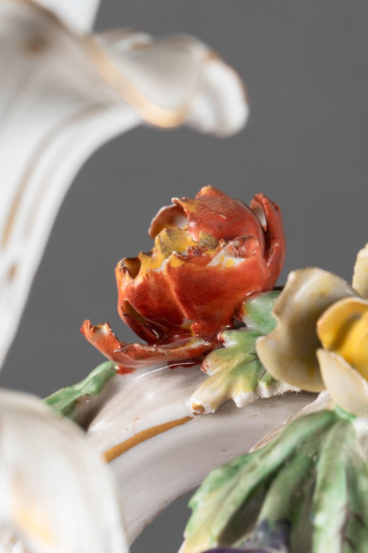 A pair of Louis XV style porcelain sconces, late 19th century