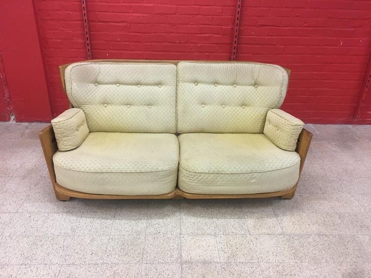 Guillerme Et Chambron, Oak Sofa, Votre Maison Edition, circa 1970