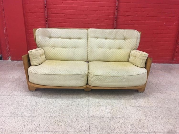 Guillerme Et Chambron, Oak Sofa, Votre Maison Edition, circa 1970