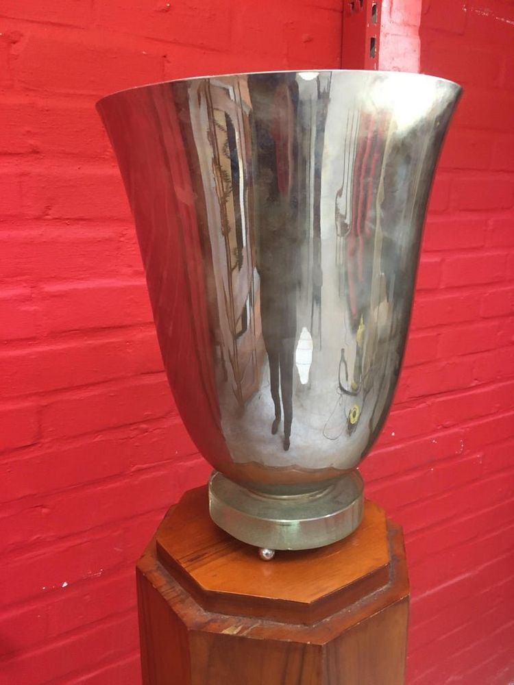 Art Deco Waschbecken mit Beleuchtung aus verchromtem Metall und Glas Circa 1930, vollständig restauriert