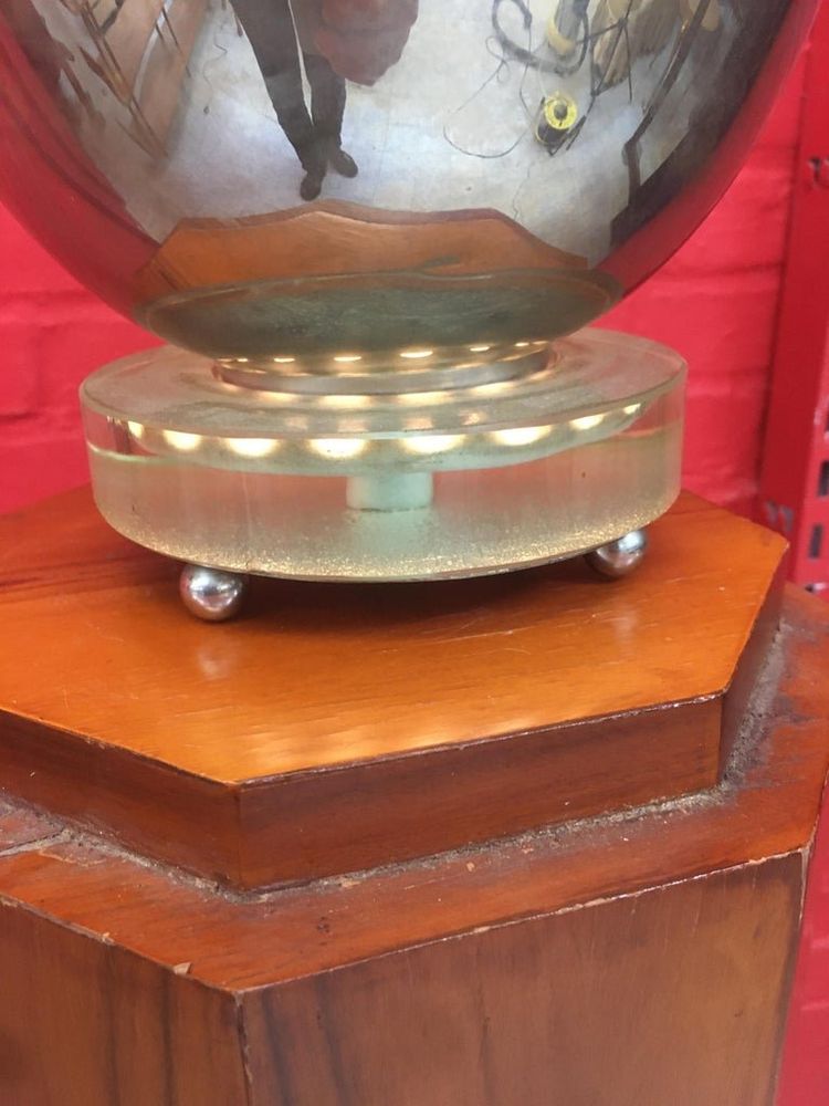 Art Deco Waschbecken mit Beleuchtung aus verchromtem Metall und Glas Circa 1930, vollständig restauriert