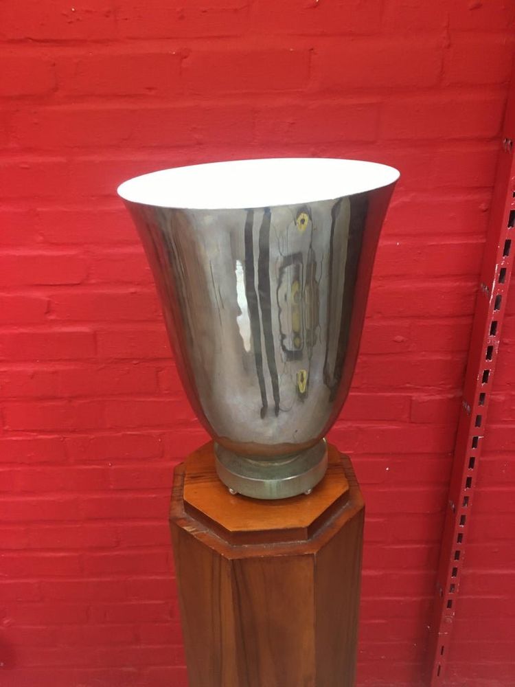 Art Deco Waschbecken mit Beleuchtung aus verchromtem Metall und Glas Circa 1930, vollständig restauriert