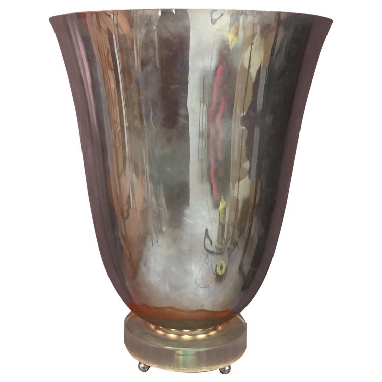 Art Deco Waschbecken mit Beleuchtung aus verchromtem Metall und Glas Circa 1930, vollständig restauriert
