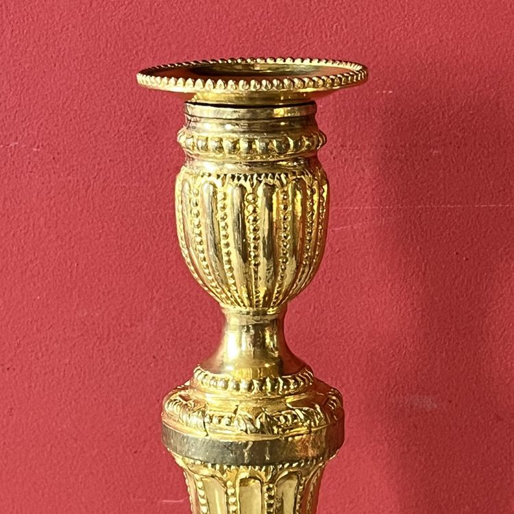 Pair of candlesticks with pearl friezes, Louis XVI period