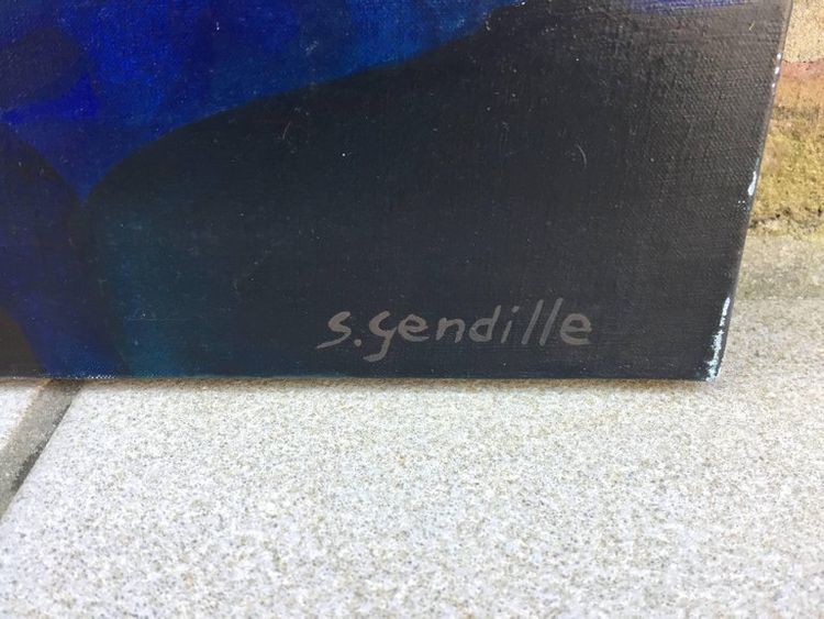 Simone Gendille, "Blue Sunset", Acrylic, Sign,