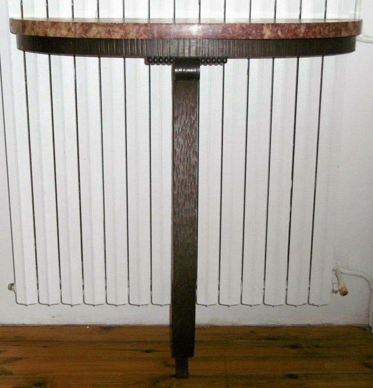 Art Deco Hammered Iron Console With Mirror Circa 1930