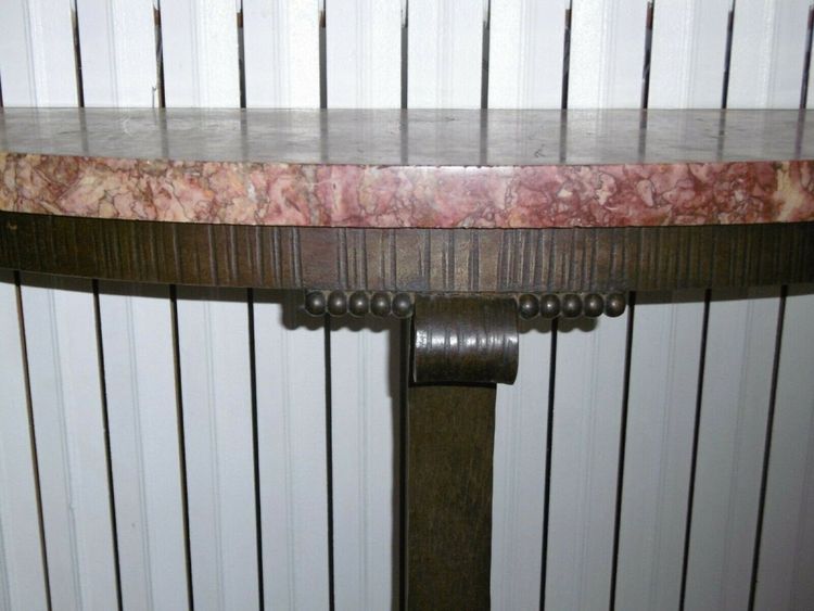 Art Deco Hammered Iron Console With Mirror Circa 1930