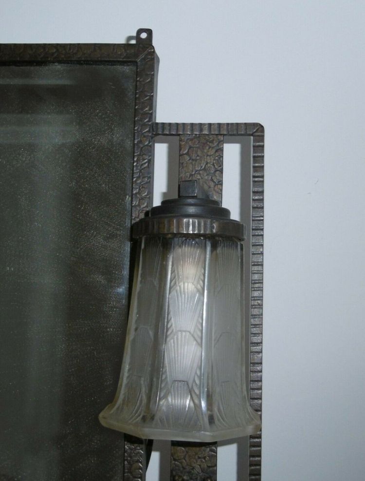 Art Deco Hammered Iron Console With Mirror Circa 1930