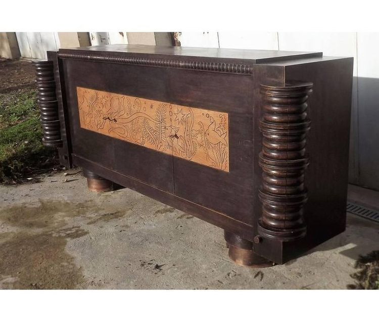 Originales Art Deco Sideboard im Stil von Dudouyt oder Chaleyssin, um 1940