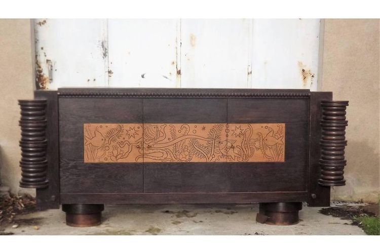 Originales Art Deco Sideboard im Stil von Dudouyt oder Chaleyssin, um 1940