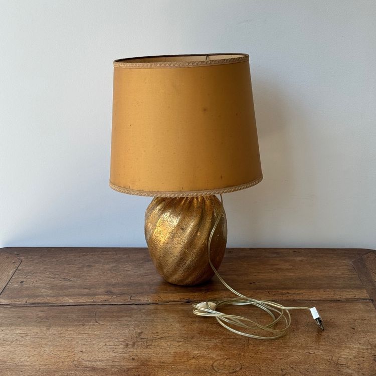 Murano lamp Venice 1960 gold inclusion arrow signature