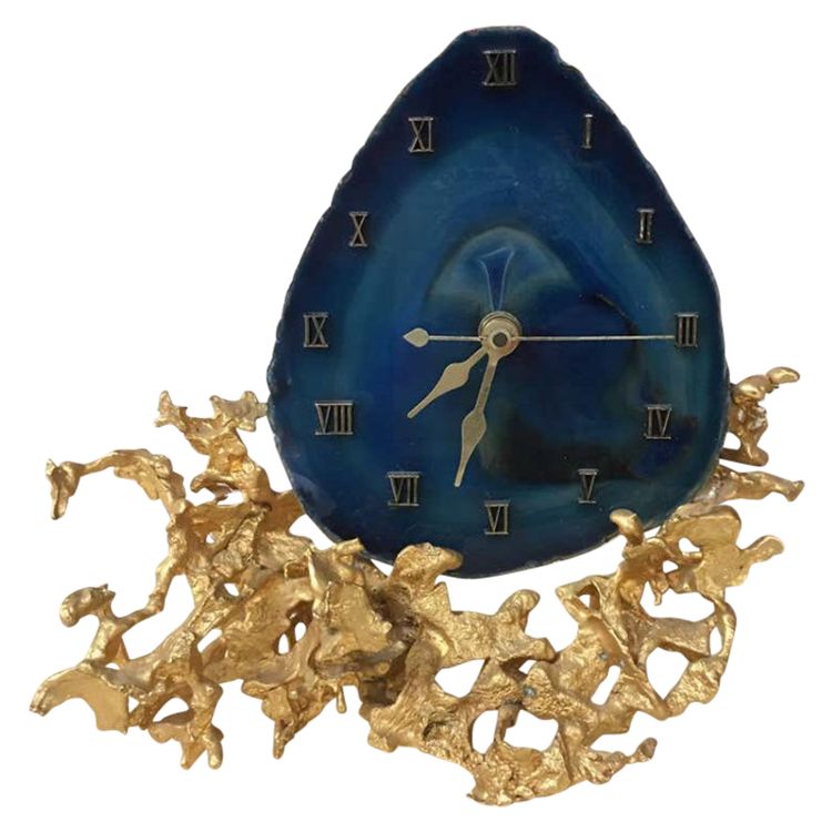Robert Duval Brasseur (zugeschrieben) Pendel aus Bronze und Achat, um 1970