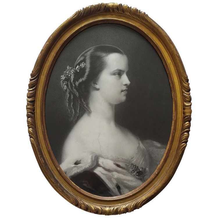 Princess Marie Clotilde Of Savoy Framed Lithograph 19th C Historical Old Print