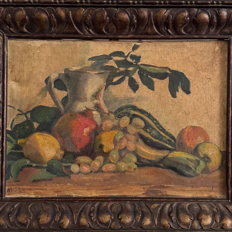 Öl auf Leinwand von M. Rery Stillleben mit Obst und Gemüse XX.